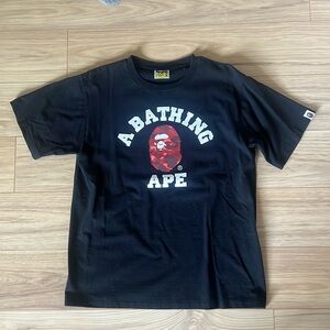 Bape Black Tee with Red Graphic